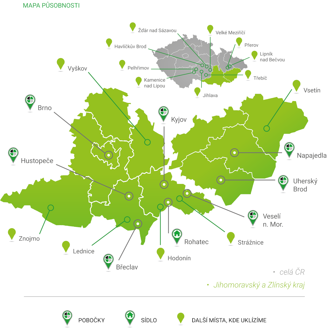 Mapa působnosti úklidu Šedová